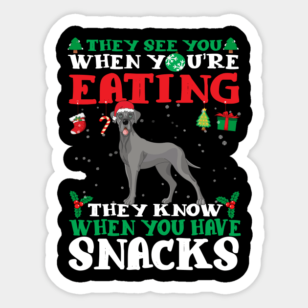 Christmas Dog Eating Snacks Sticker by CyberpunkTees